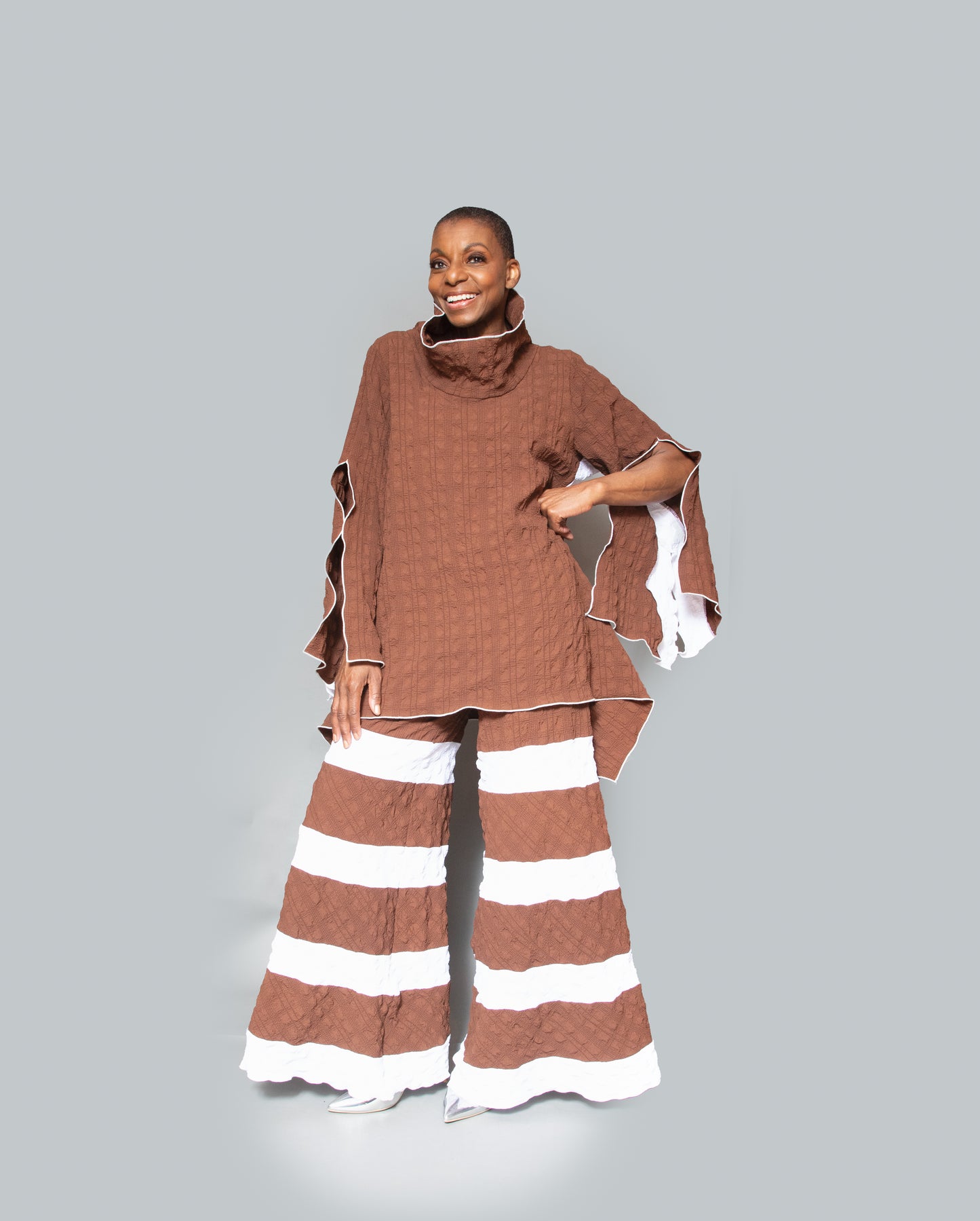 Color block brown white pants