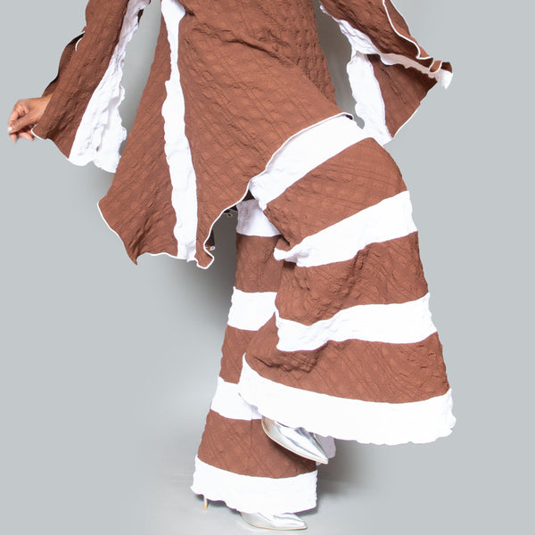Color block brown white pants