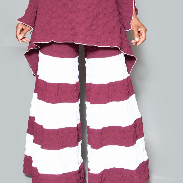 Color block brown bordeaux pants