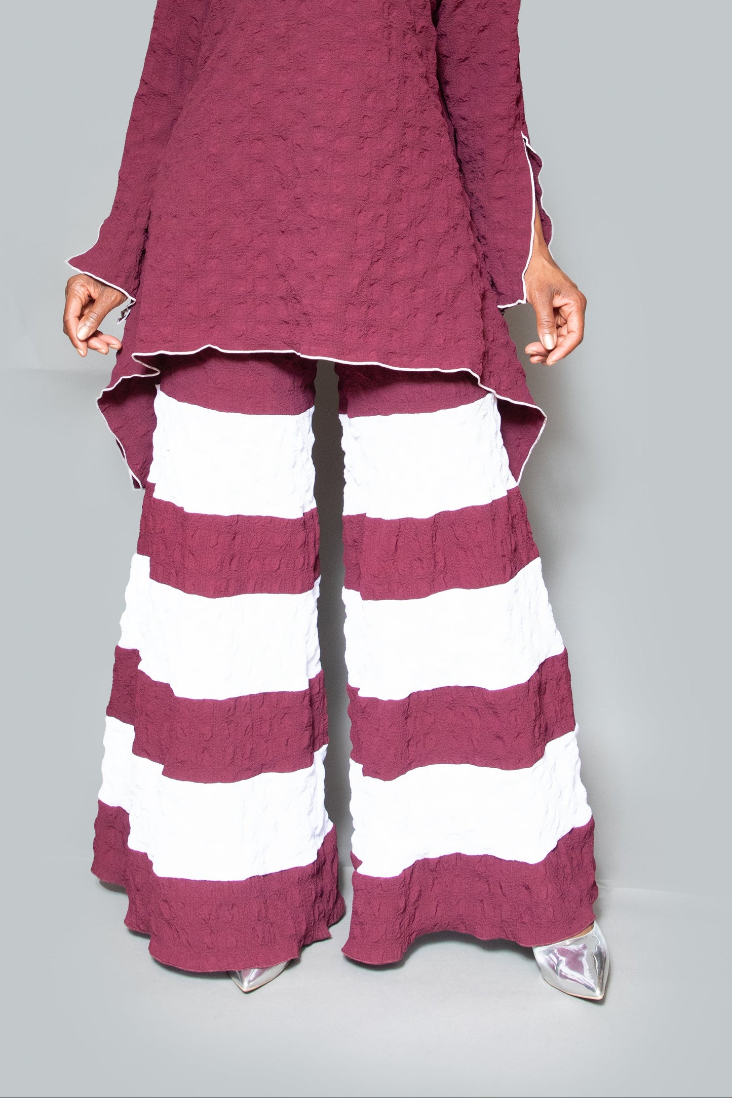 Color block brown bordeaux pants