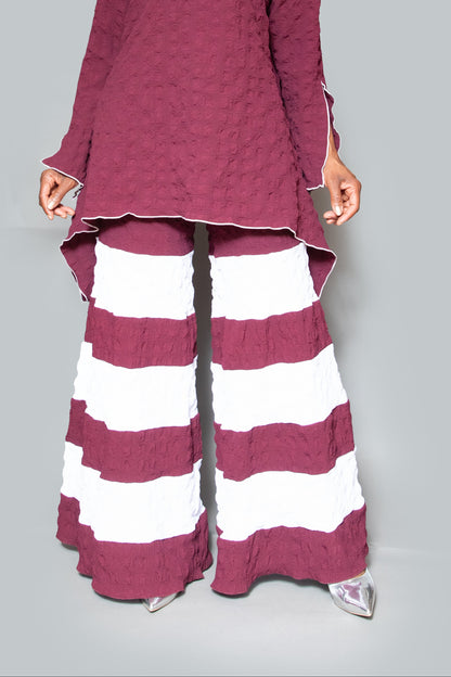 Color block brown bordeaux pants