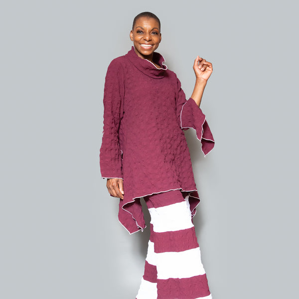 Color block brown bordeaux pants