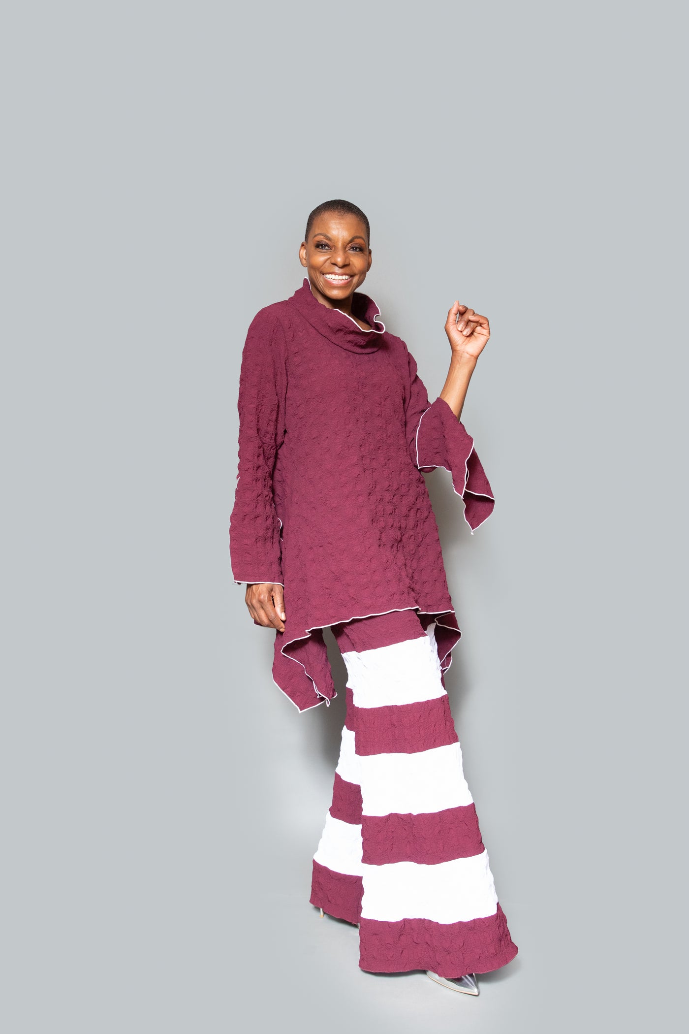 Color block brown bordeaux pants