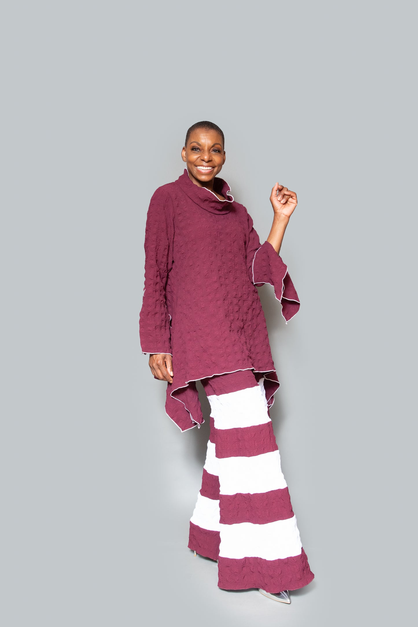 Color block brown bordeaux pants
