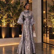 Waist cut long single layered dress
