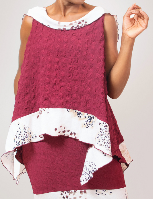 Contrast sailor back collar w contrast hem top