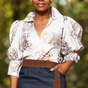 Slit neck puff sleeve bias cut top