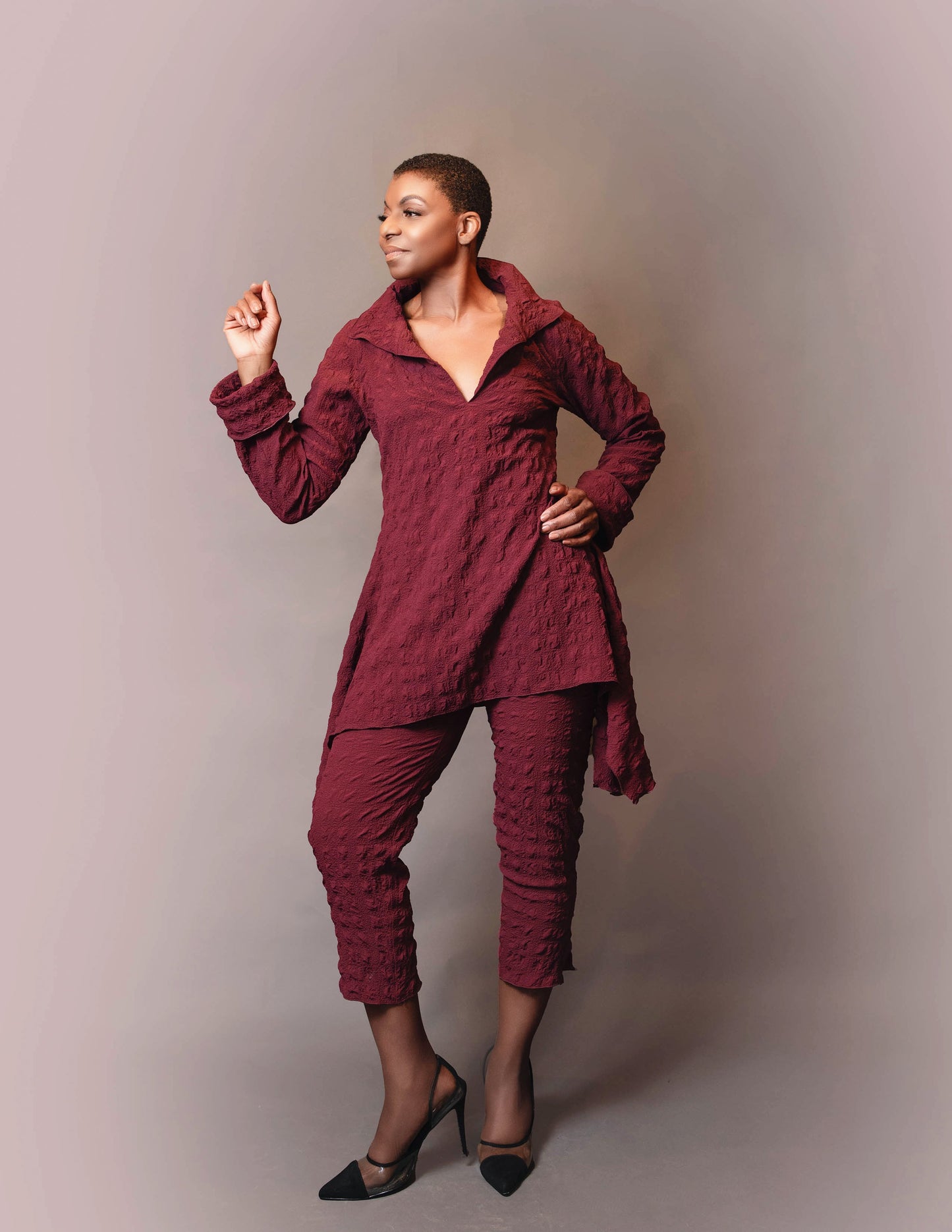 Slit neck drop side tunic