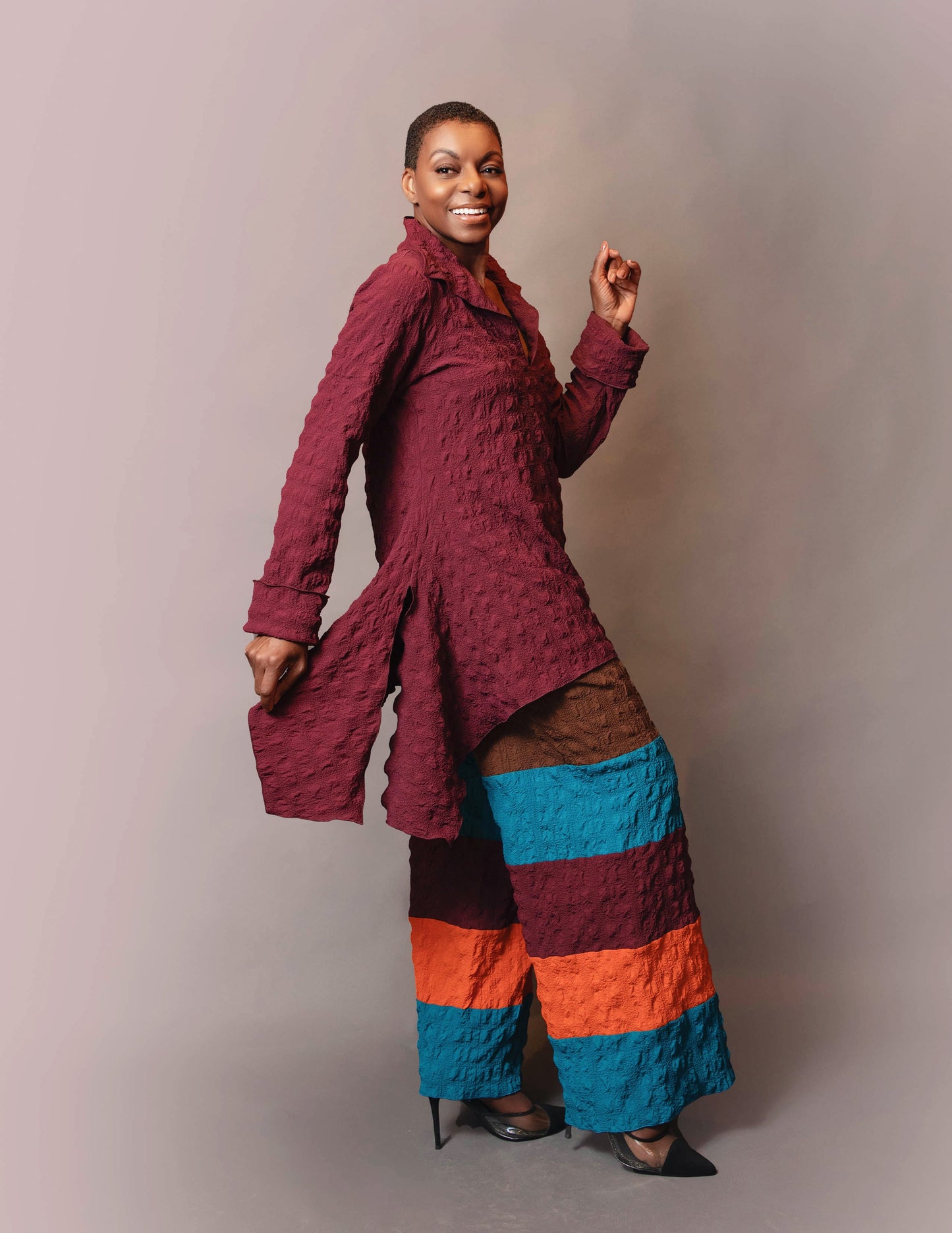 Slit neck drop side tunic