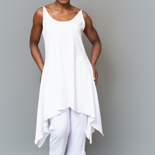Sleeveless tie shoulder knit tunic