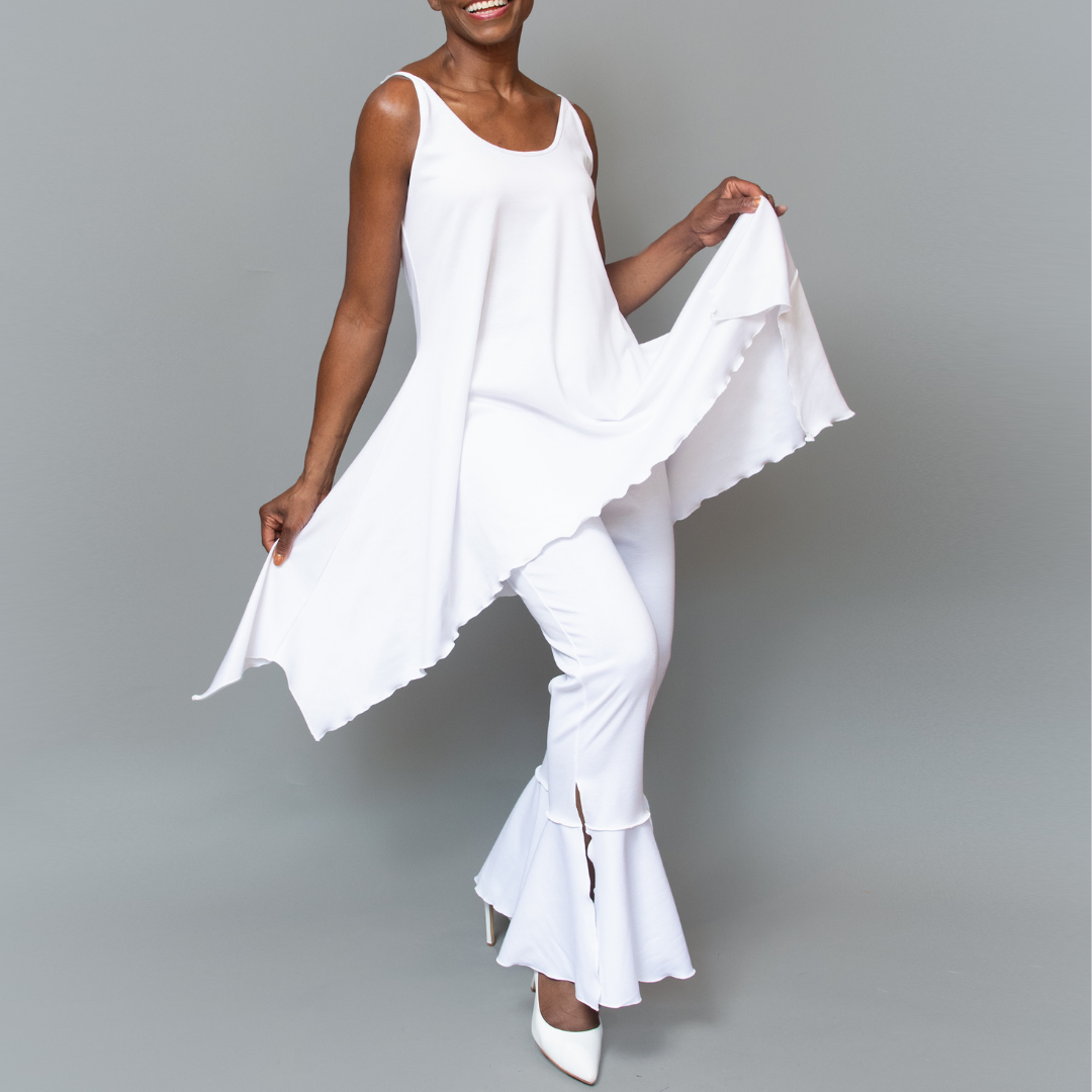 Sleeveless tie shoulder knit tunic