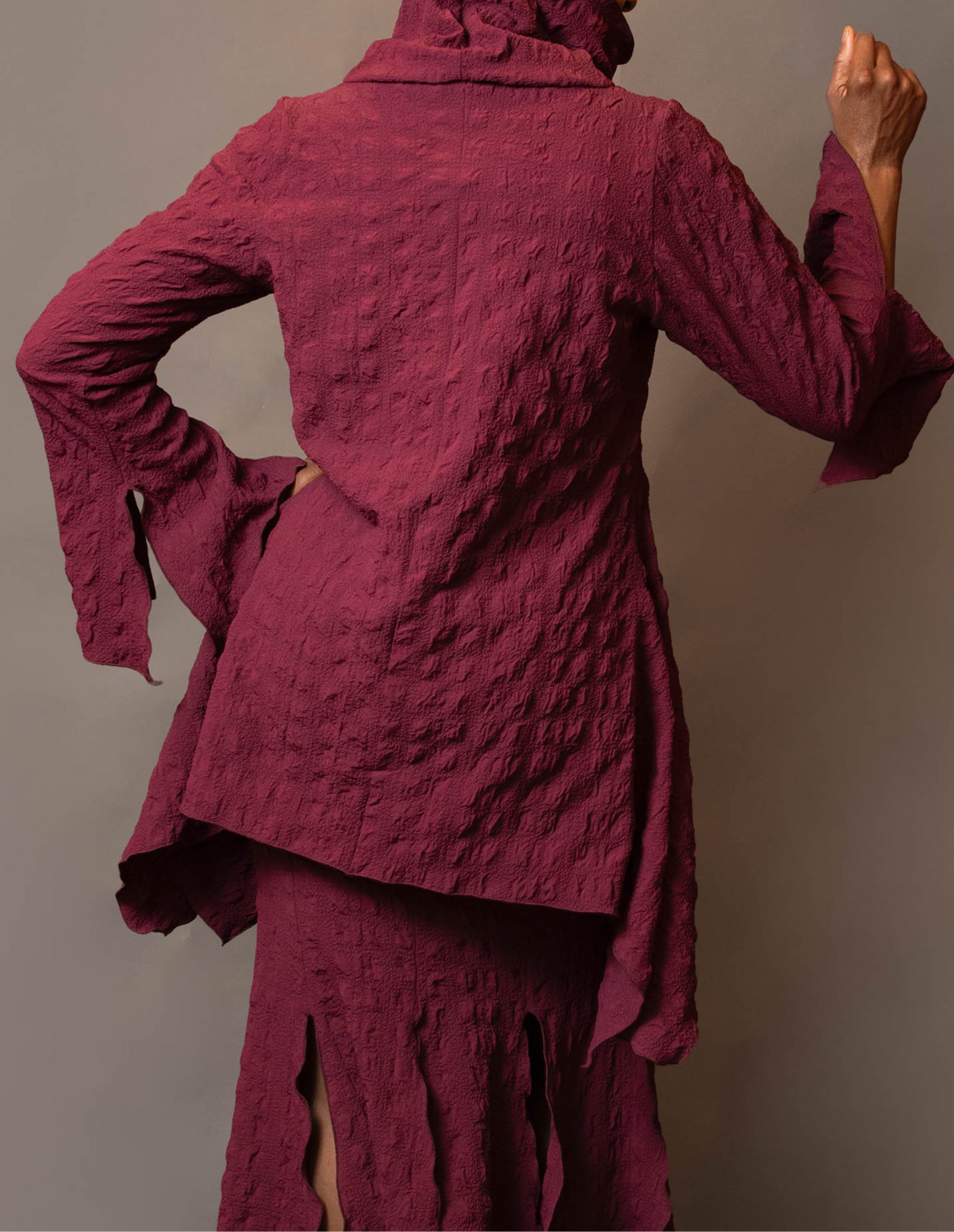 Turtle neck asymmetric hem tunic