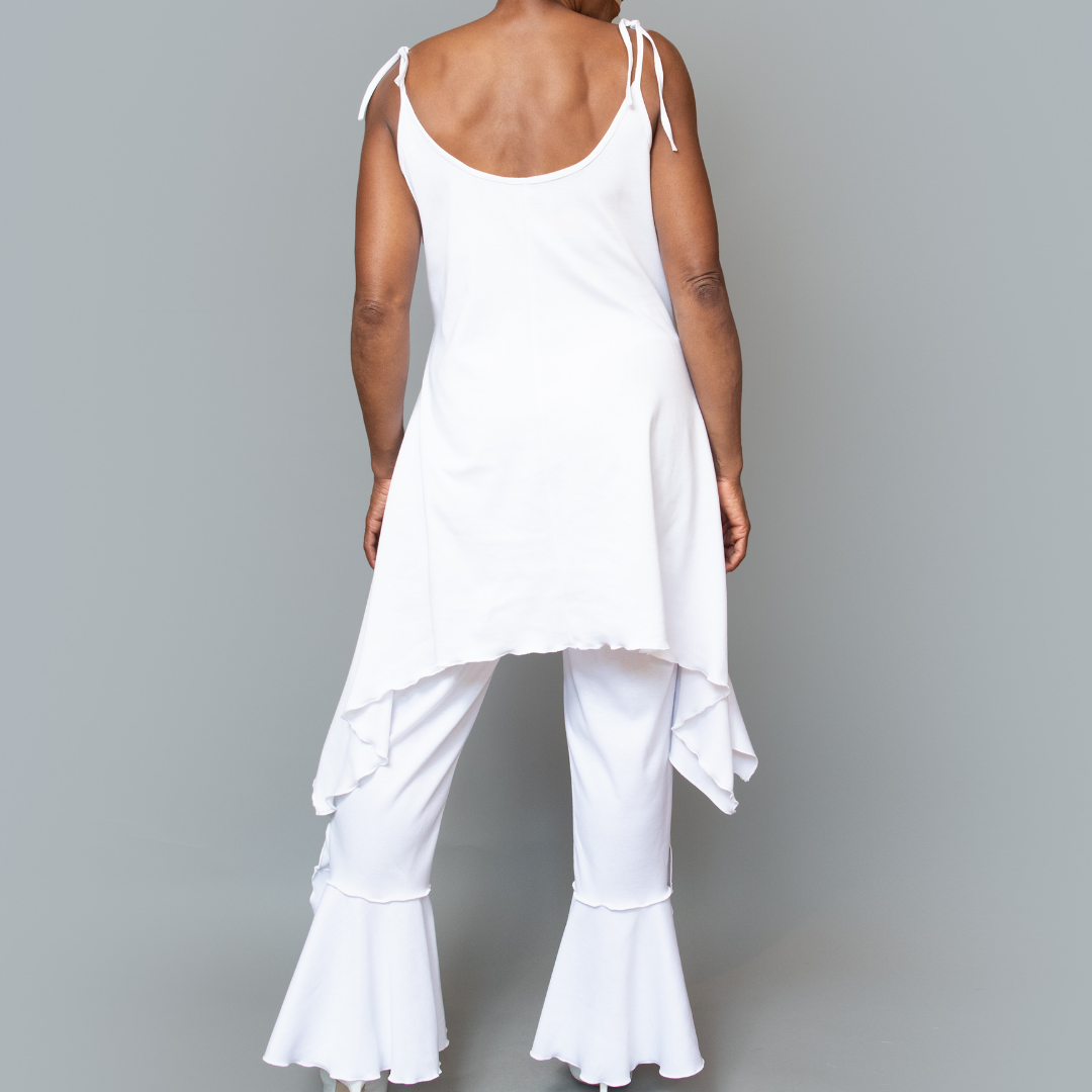 Sleeveless tie shoulder knit tunic