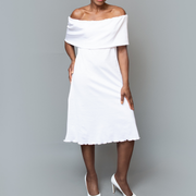 Band shoulder A-line knit dress