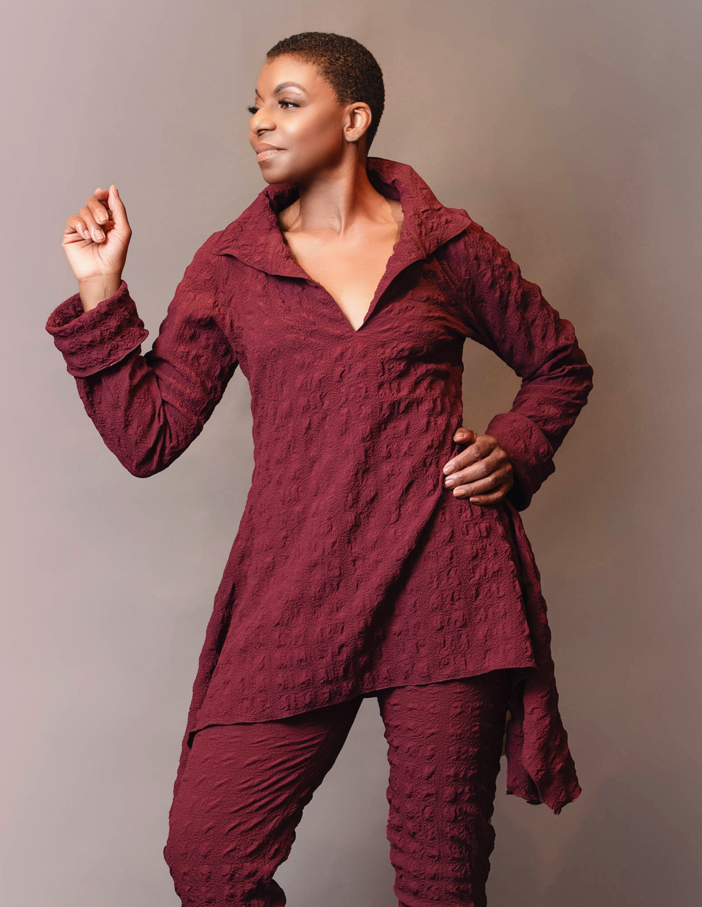 Slit neck drop side tunic