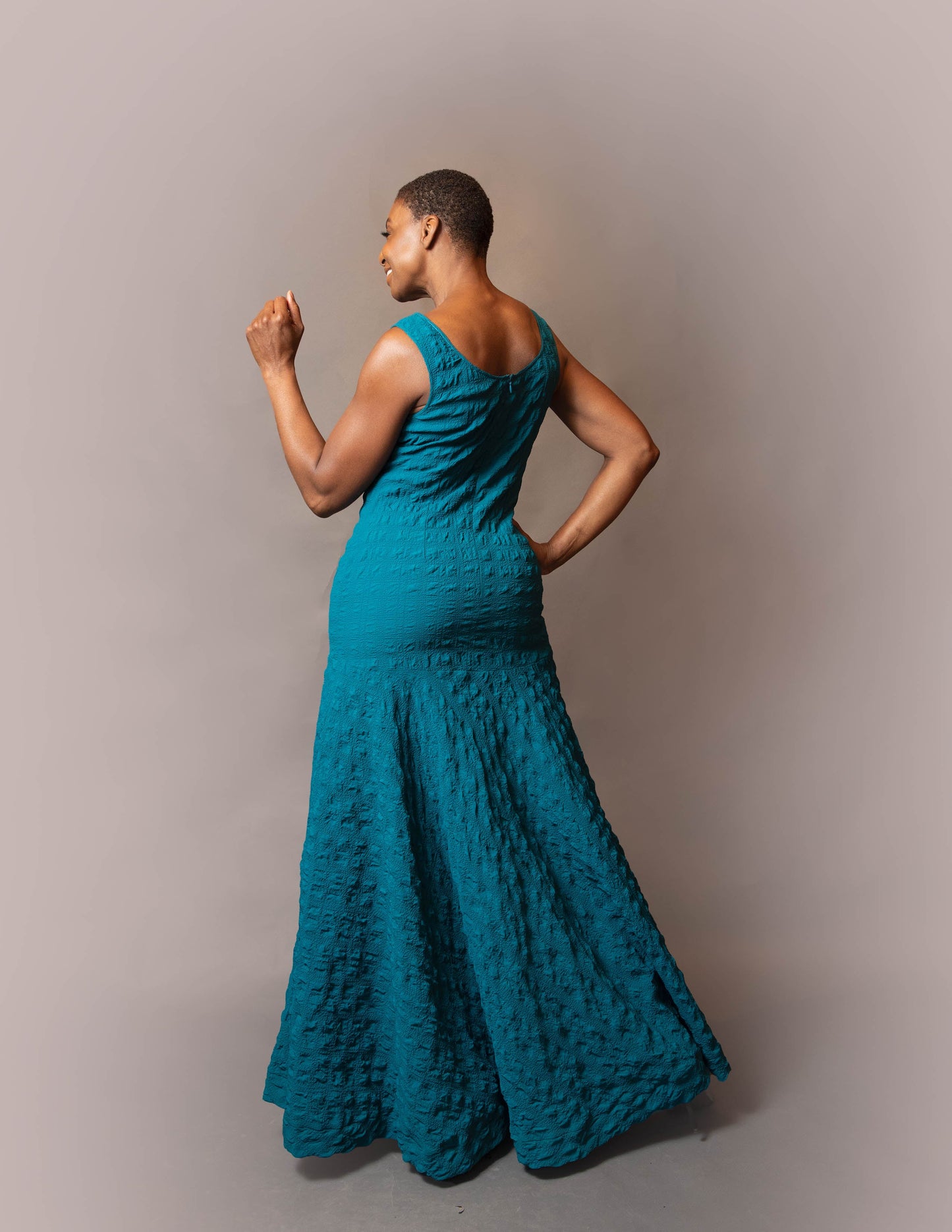Drop waist long circle hem dress
