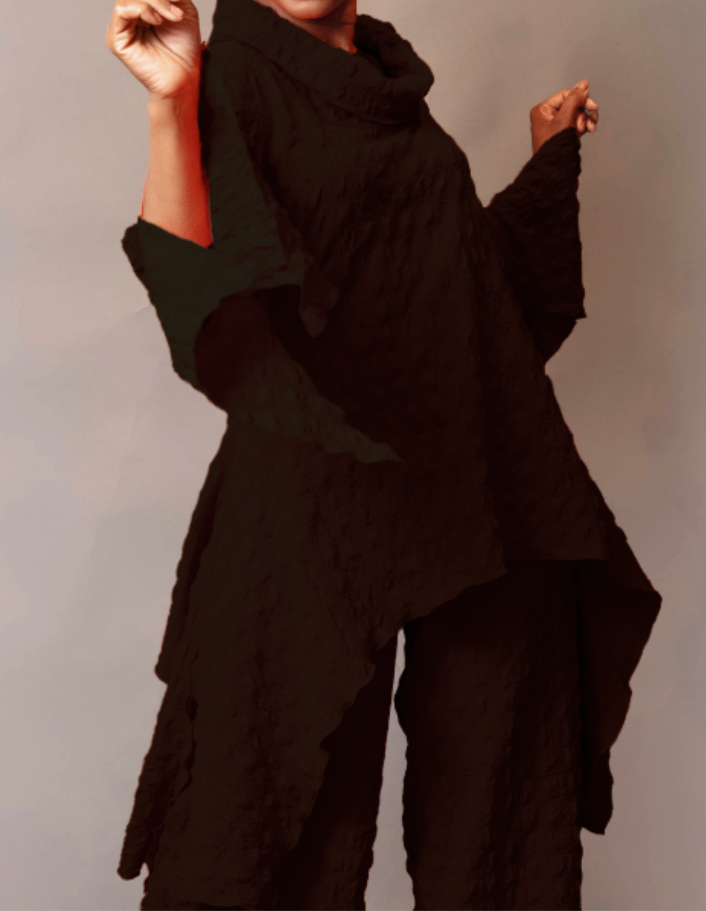 Turtle neck asymmetric hem tunic