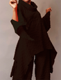 Turtle neck asymmetric hem tunic