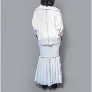 Peplum black contrast overlocks knit skirt