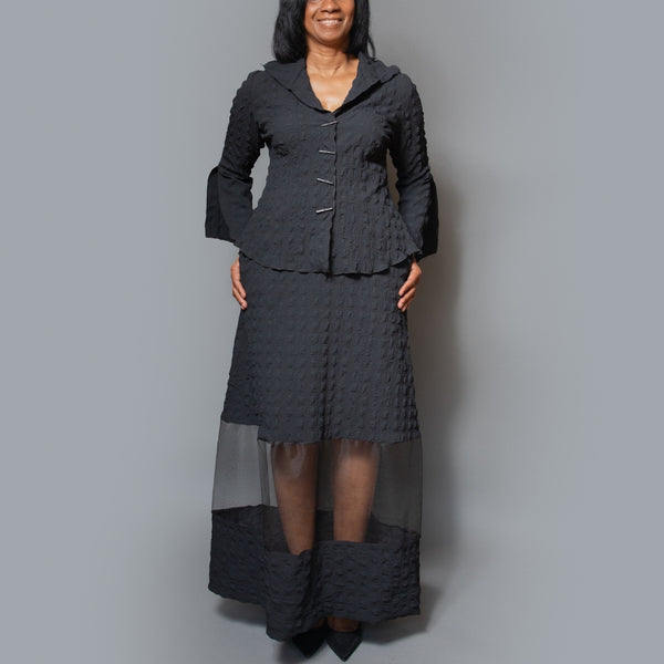 Long A-Line sheer detail skirt