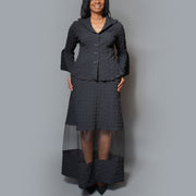 Long A-Line sheer detail skirt