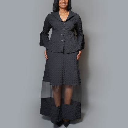 Long A-Line sheer detail skirt