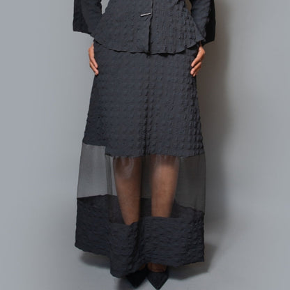Long A-Line sheer detail skirt