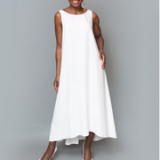 Sleeveless high-low v-back dress