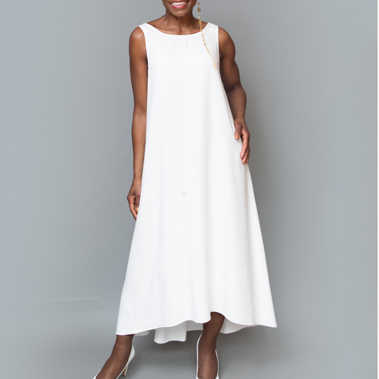 Sleeveless high-low v-back dress