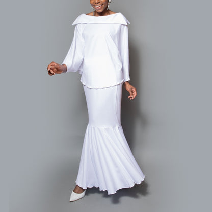 Boat neck collar dolman sleeve overlocks top