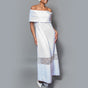 Band shoulder lace inset detail dress knit
