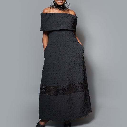 Band shoulder lace detail dress