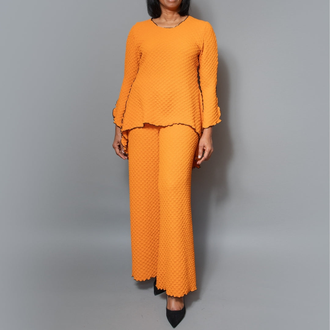 Textured wide leg pant