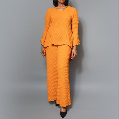Textured wide leg pant