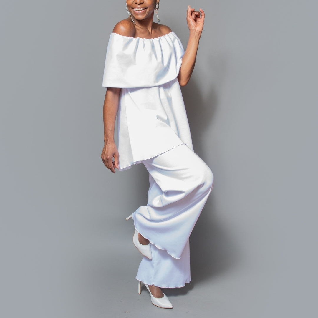 Wide leg pull-on knit pant
