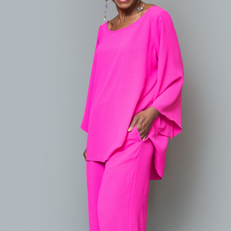 High-low fan sleeve top