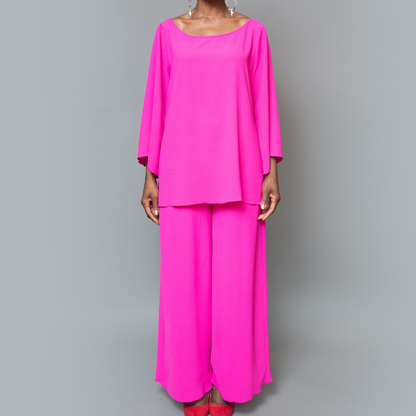 High-low fan sleeve top