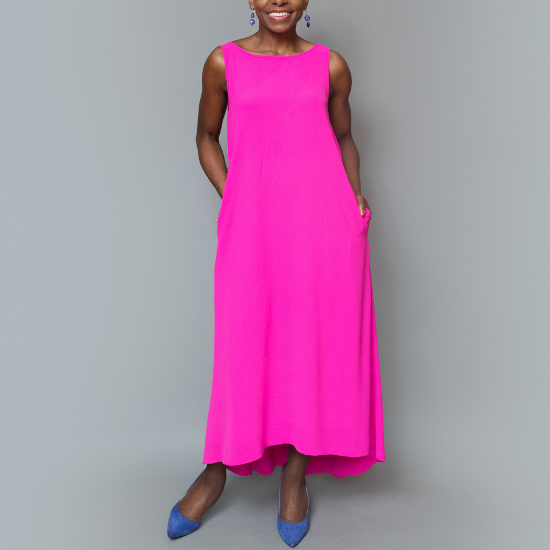 High-low v-back dress