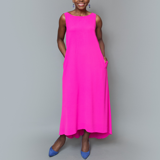 High-low v-back dress