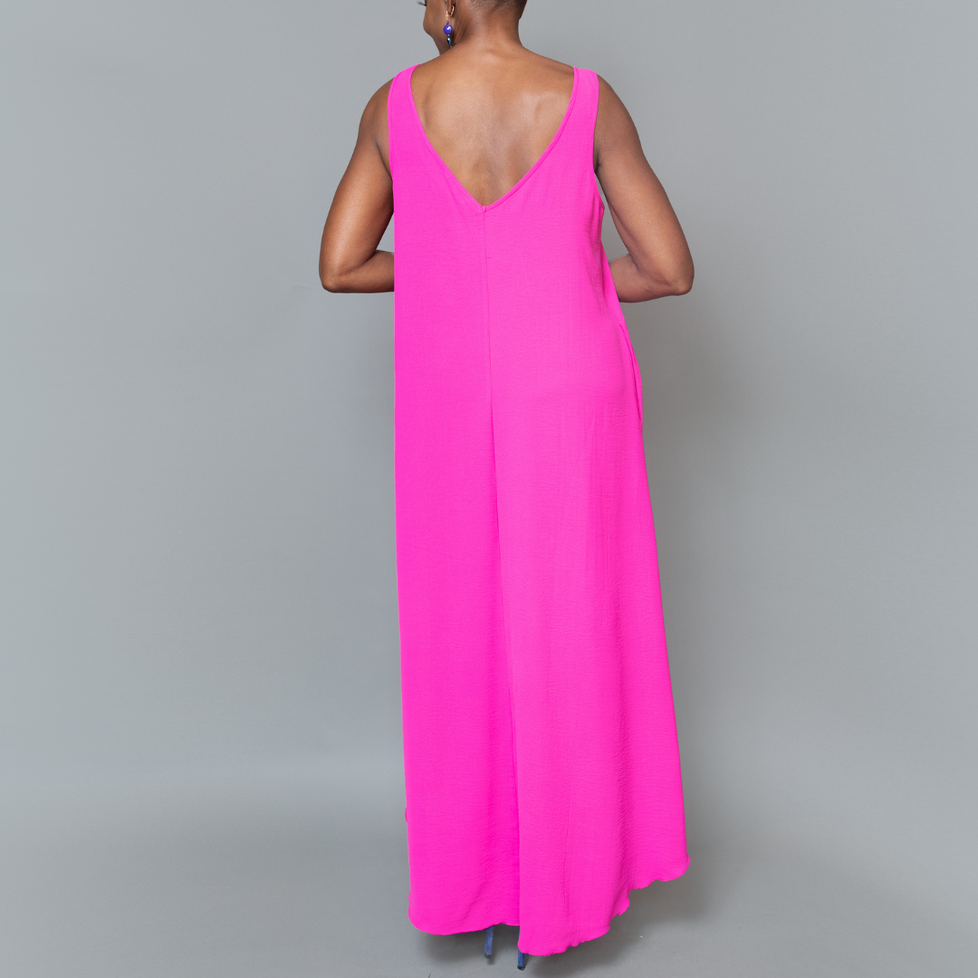 High-low v-back dress