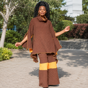 Slit color block slit brown mango tunic