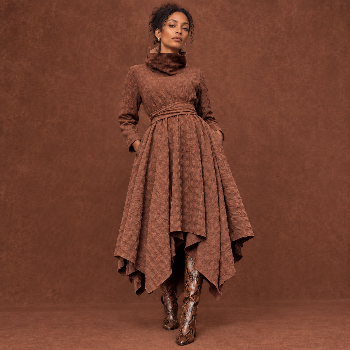 Handkerchief hem turtle slit sleeve pockets