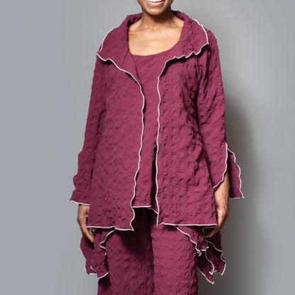 Drape side overlock jacket