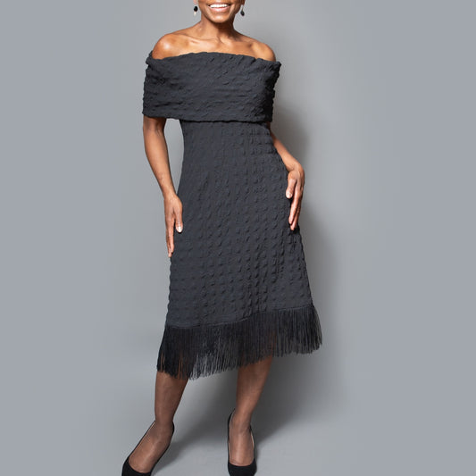 Band shoulder tassel dress