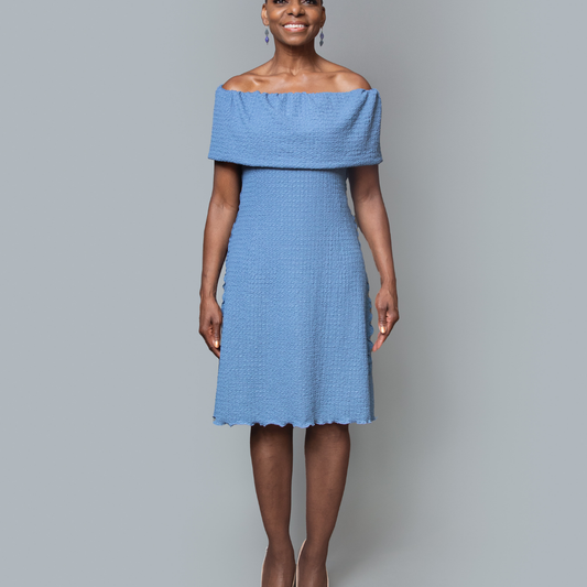 Band shoulder A-line dress
