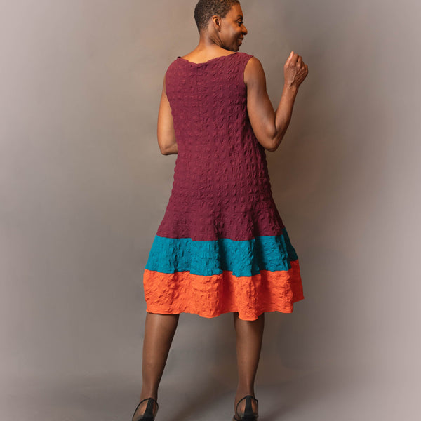 Drop waist color block dress