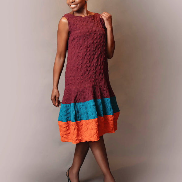 Drop waist color block dress