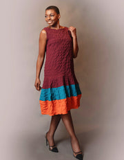 Drop waist color block dress