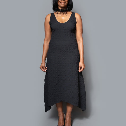 Sleeveless drape slit side dress