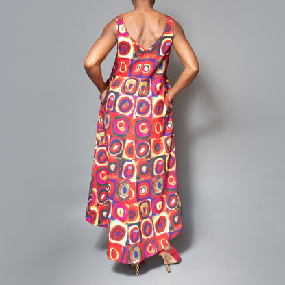 Printed high-low sleeveless dress
